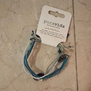 Pura Vida Teal and White Bracelet Set